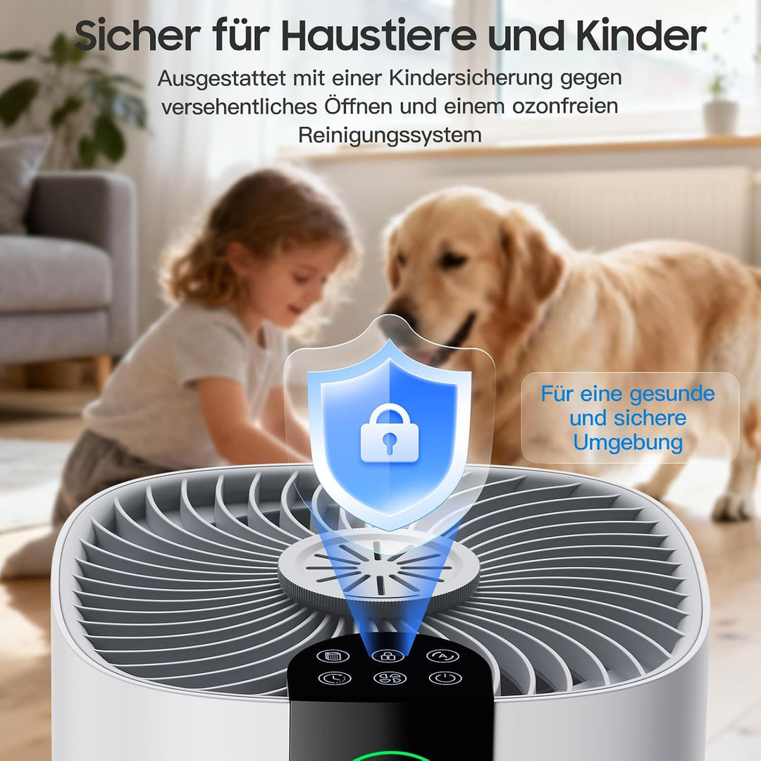 HEPA Luftreiniger Allergiker – Luftfilter für Schlafzimmer, Pollen, Allergien, Gerüche & Tierhaare,