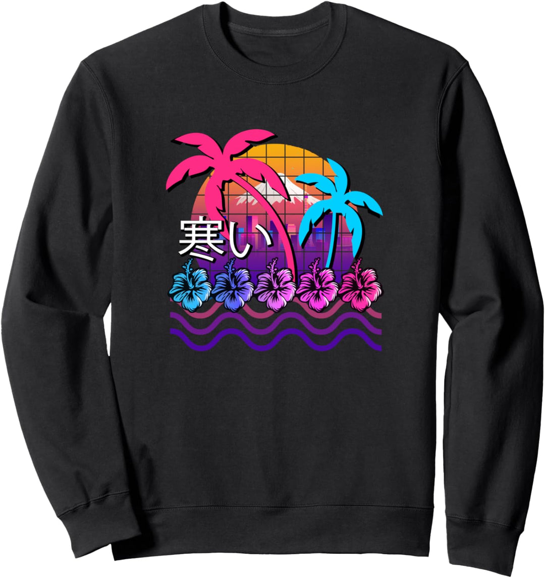 Retro Vaporwave Aesthetic 80s 90s Tokyo Skyline Mount Fuji Sweatshirt