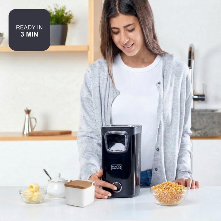 BLACK + DECKER BXPC1100E - Popcorn-Maker, 1100W, ölfreier Popcorn-Maker, kompaktes Format, schnell f