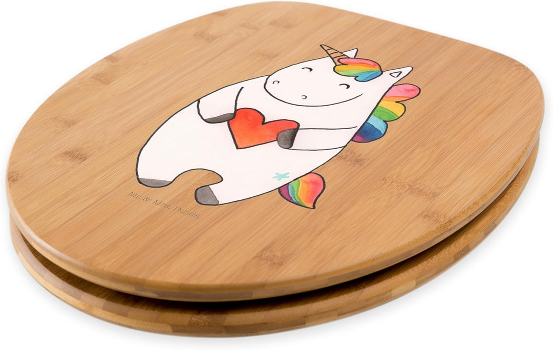 Mr. &amp; Mrs. Panda Motiv WC Sitz Einhorn Herz - Geschenk, Unicorn, Klobrille, lustig, Einhorn Deko, To
