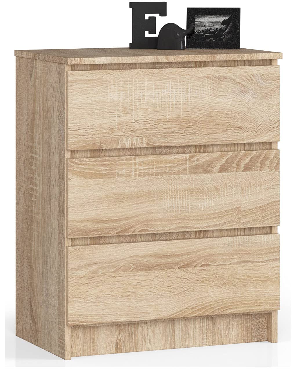 AKORD Kommode K60 mit 3 Schubladen | für das Wohnzimmer Schlafzimmer Schrank Büro Arbeitszimmer | Mo