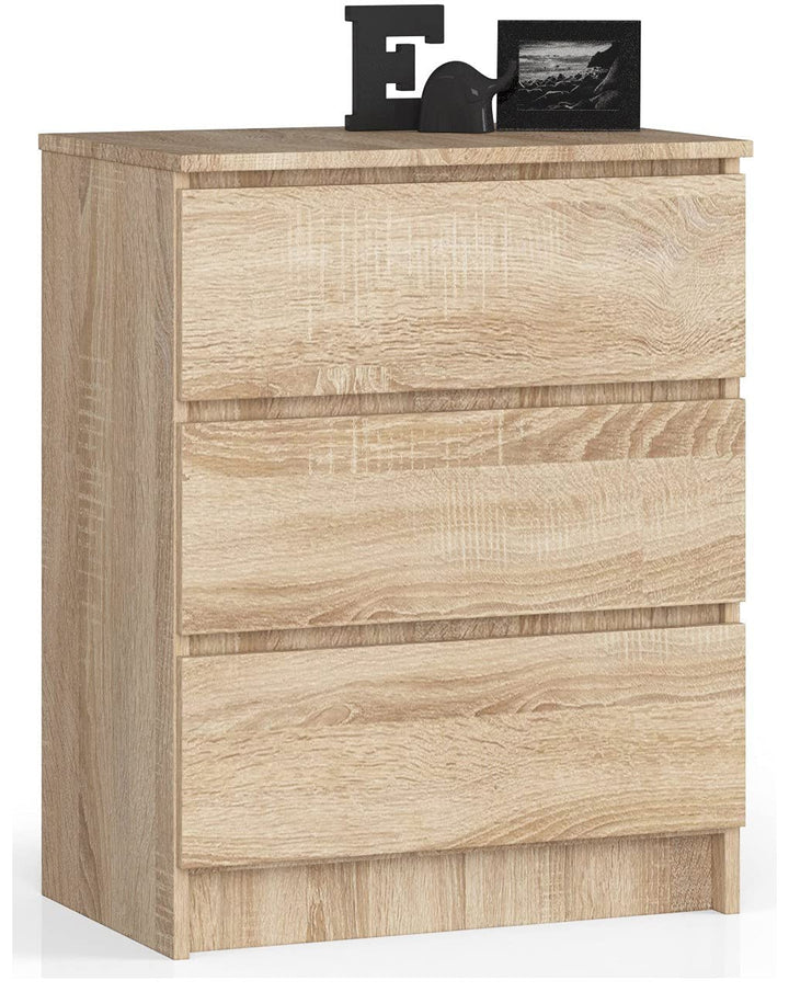 AKORD Kommode K60 mit 3 Schubladen | für das Wohnzimmer Schlafzimmer Schrank Büro Arbeitszimmer | Mo