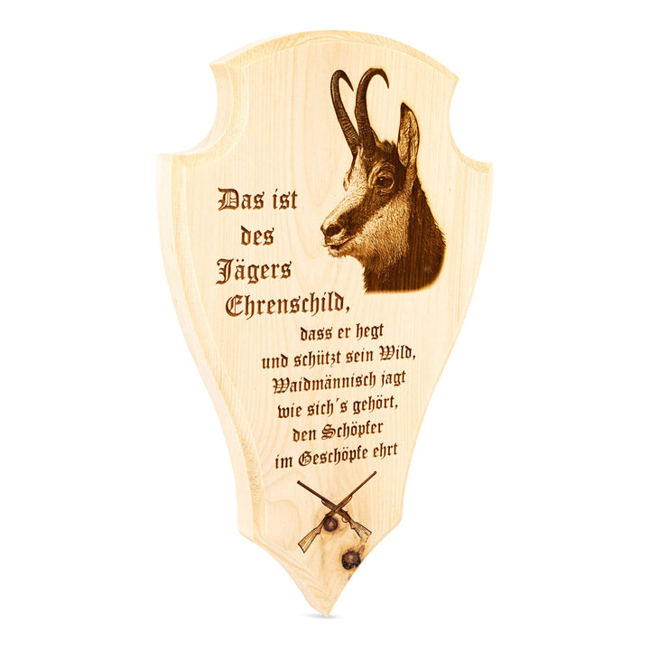 sagl.tirol Jäger Trophäenschild Wandbild aus Zirbe Des Jägers Ehrenschild (Des Jägers Ehrenschild),