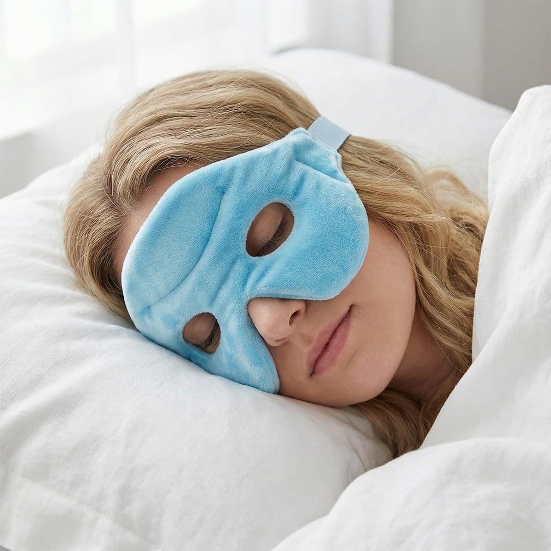 2 Stück Wiederverwendbare PVC-Gel Augenmaske, Kalt- und Warmtherapie Halbgesichts-Kompressen für Sch