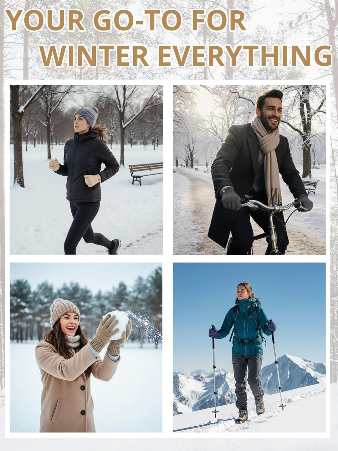 Winterhandschuhe für Damen Herren Touchscreen Thermohandschuhe mit Warme Fleecefutter für Kaltes Wet