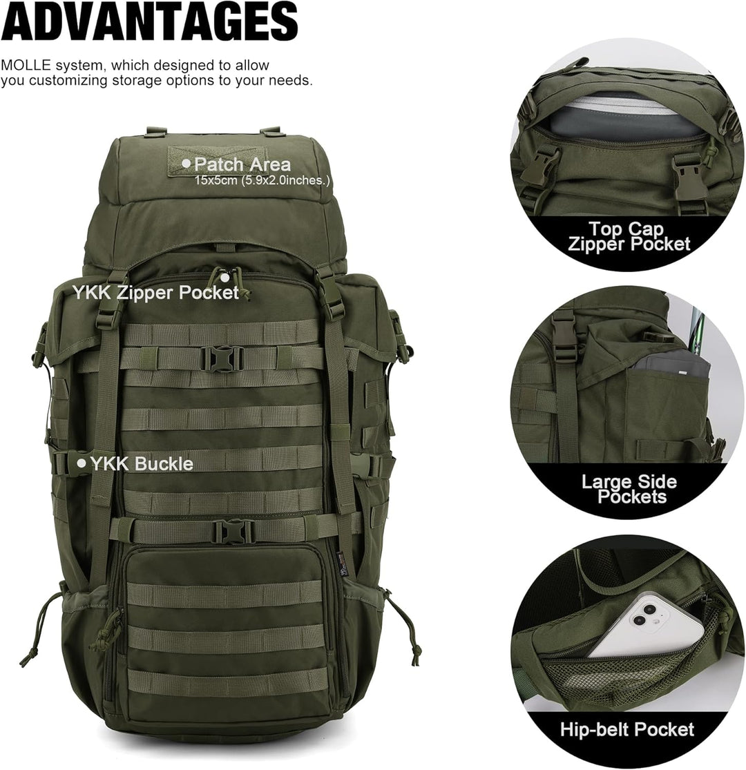 Mardingtop 70L Militär Rucksack Trekkingrucksack mit Regenschutz Wanderrucksack im Freien Grosse Kap