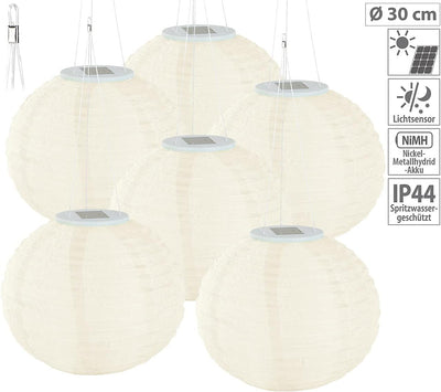 Lunartec Solar Lampions warmweiss: 12er-Set Solar-LED-Lampions, LEDs, Dämmerungs-Sensor, IP44, Ø 30