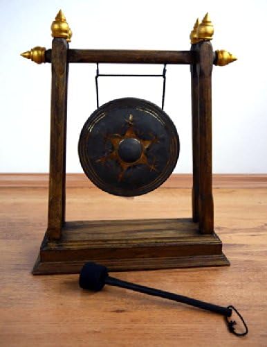 livasia Asiatischer Gong Bronzegong mit Holzhalterung und Schlegel (Handarbeit)