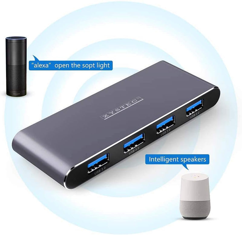 Xystec WiFi USB Hub: WLAN-USB-3.0-Hub mit 4 einzeln schaltbaren Ports, App, Sprachsteuerung (Funk US