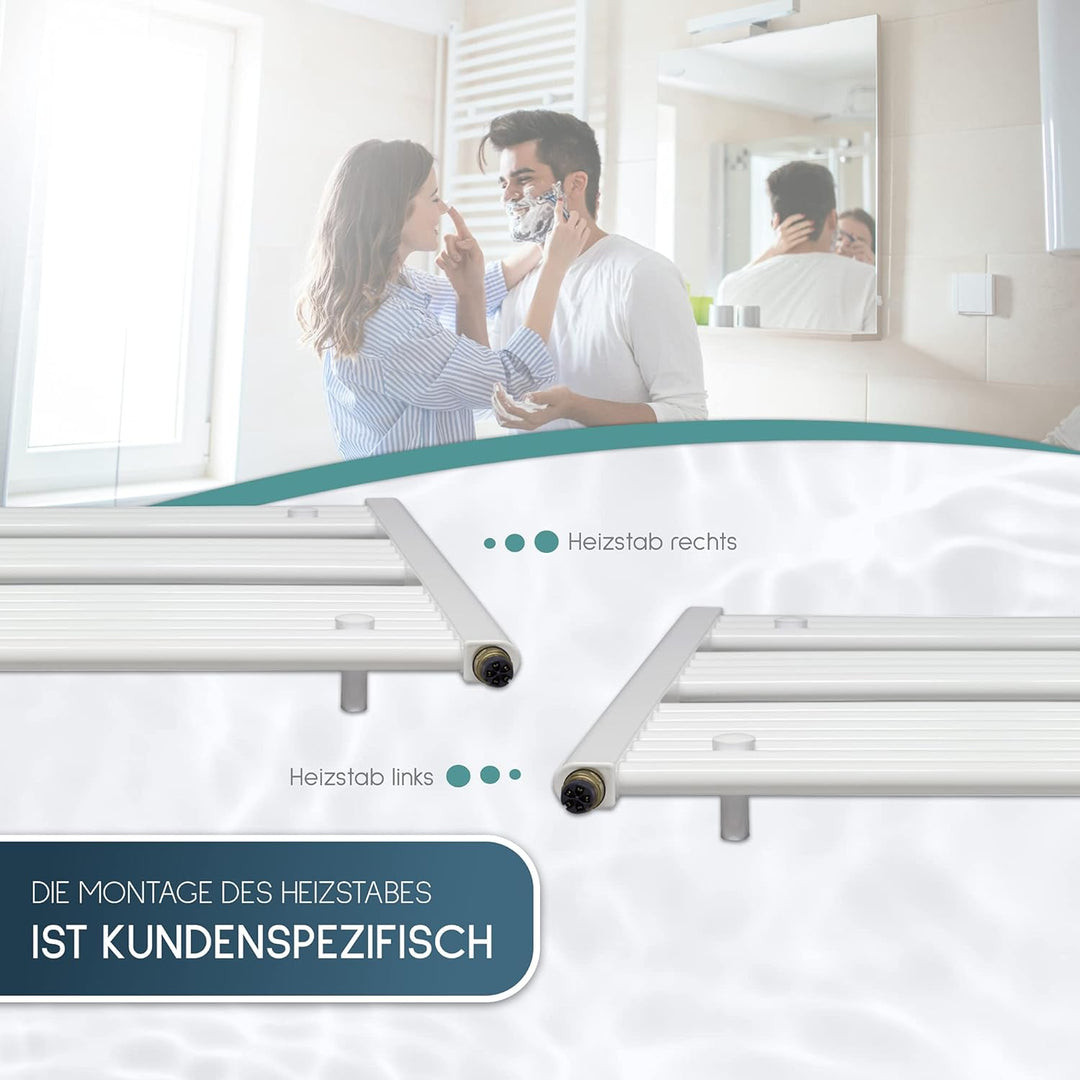 anapont elektrischer Badheizkörper 1775x400 - weiss gerade - Timer-Funktion - Handtuchheizkörper - B