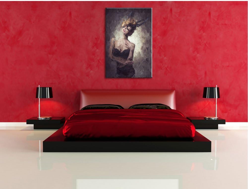 Pixxprint Maskierte attraktive Frau als Leinwandbild/Grösse: 100x70 cm/Wandbild/Kunstdruck/fertig be