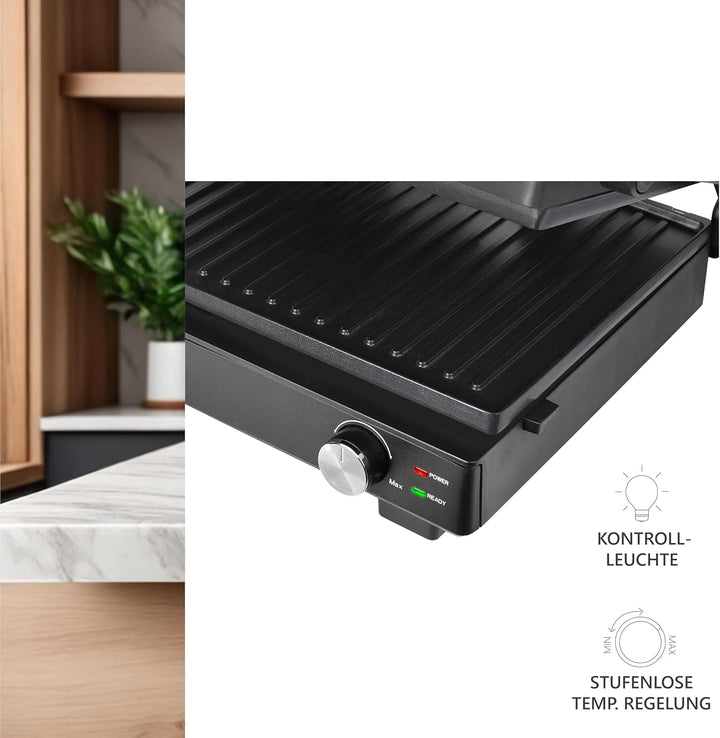 Silva Schneider grill 200 Kontaktgrill | 1500-1800W | Abnehmbare Grillplatten | Stufenlose Temperatu