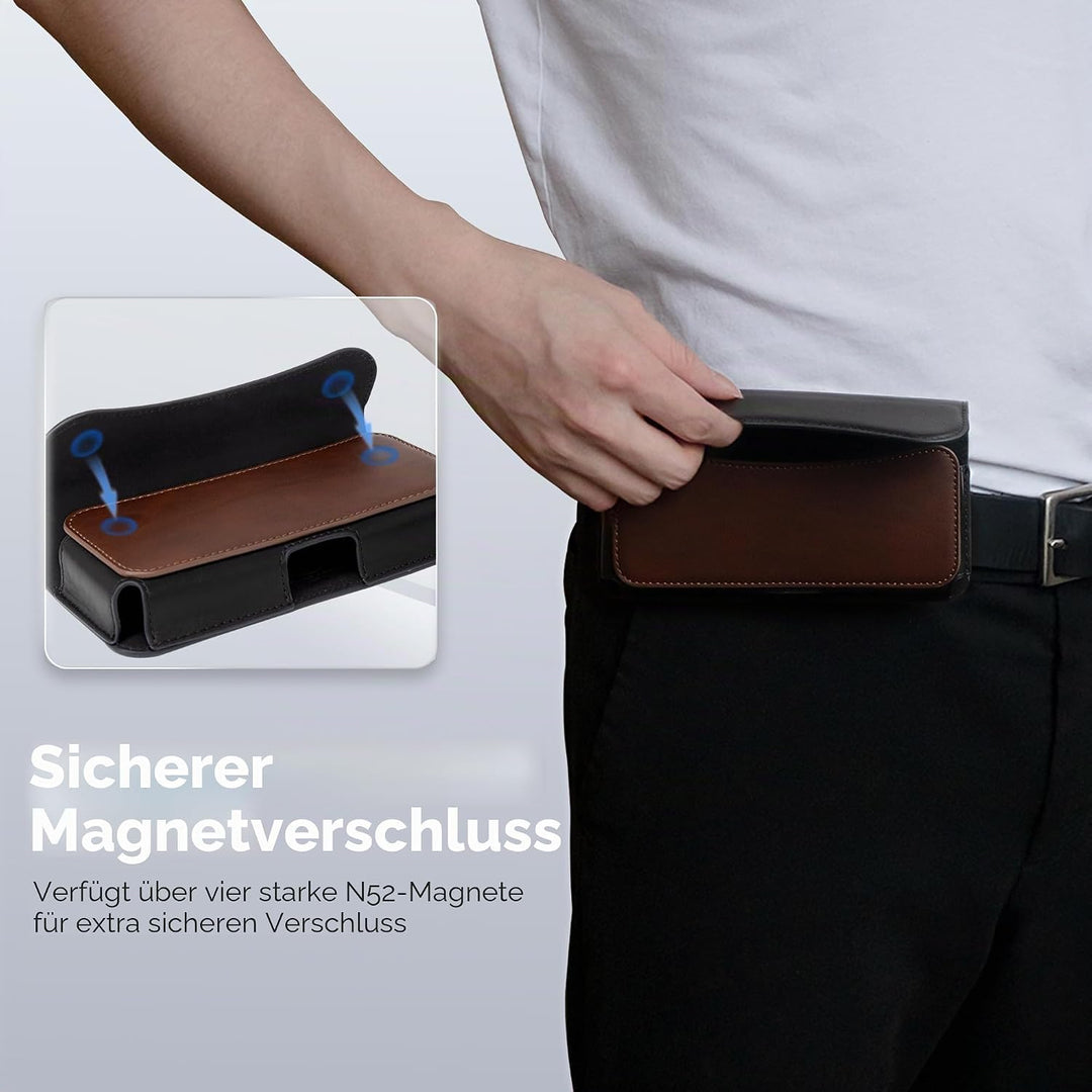 Handy Gürteltasche Premium Leder Tasche mit Gürtelclip Handytasche für Samsung Galaxy S24 Ultra S23