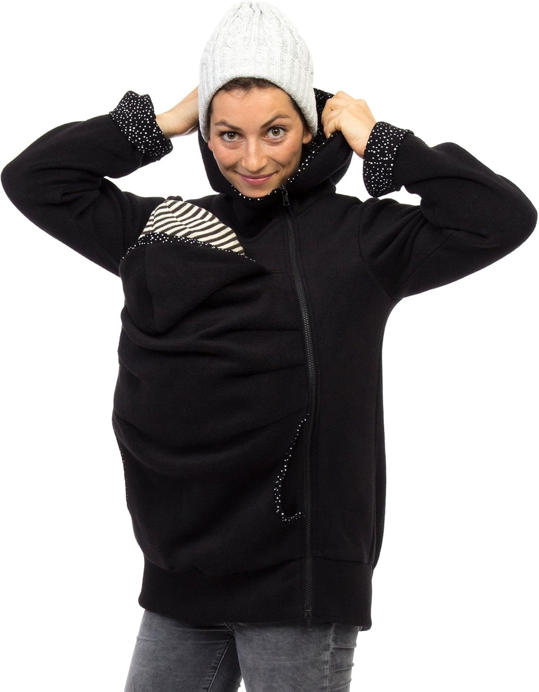 Viva la Mama Kängurujacke, Tragejacke für Baby aus Fleece - AHOI XL Schwarz /Kosmos, XL Schwarz /Kos