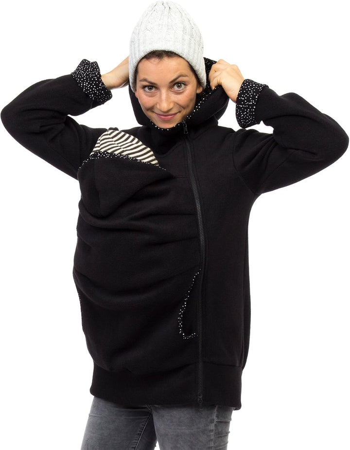Viva la Mama Kängurujacke, Tragejacke für Baby aus Fleece - AHOI XL Schwarz /Kosmos, XL Schwarz /Kos