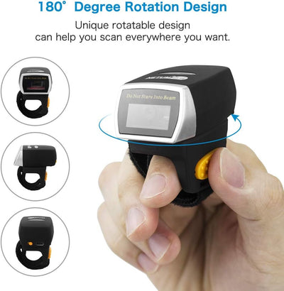 NETUM Bluetooth 2D QR Mini-Barcode-Scanner für tragbaren Ring Wireless | kabelloser Handscanner präz