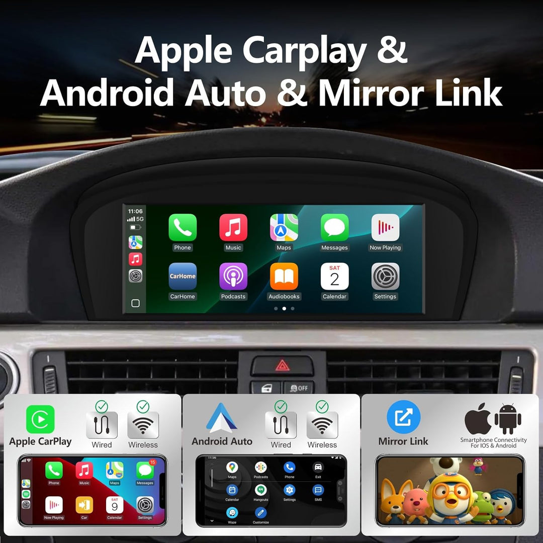 Autoradio für Wireless Carplay/Android Auto Touchscreen Radioempfänger für BMW 3/5 E60/E63/E64/E90/E