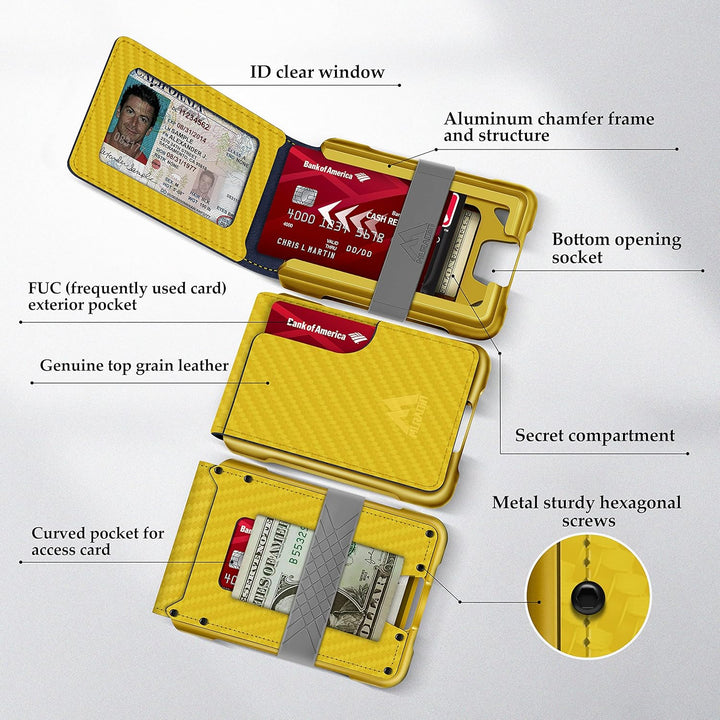 MURADIN Taktische minimalistische Brieftasche für Männer, Elegante Bifold Herren-Geldbörse, schlanke