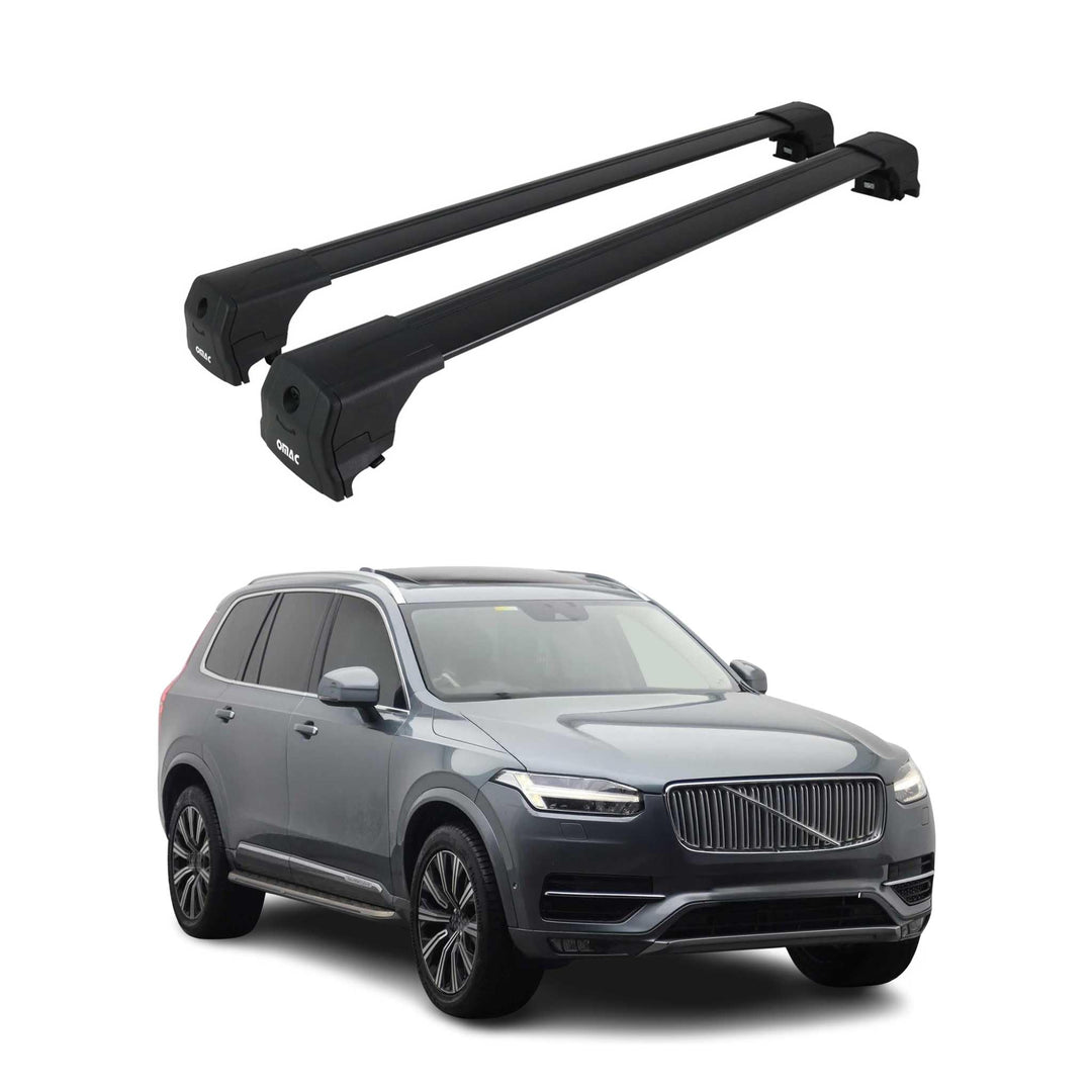 Dachträger Gepäckträger kompatibel mit Volvo XC90 II 2015-2023 Alu TÜV ABE Schwarz 2X, Schwarz