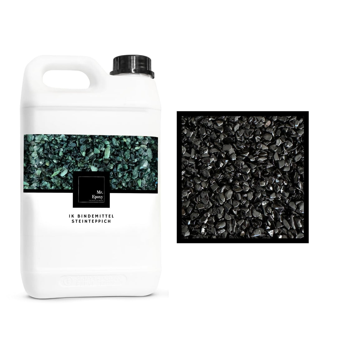 Steinteppich für Aussen &amp; Innen Komplettset (25kg Kies + 1,3kg Bindemittel) - UV-Stabil &amp; Geruchsneu