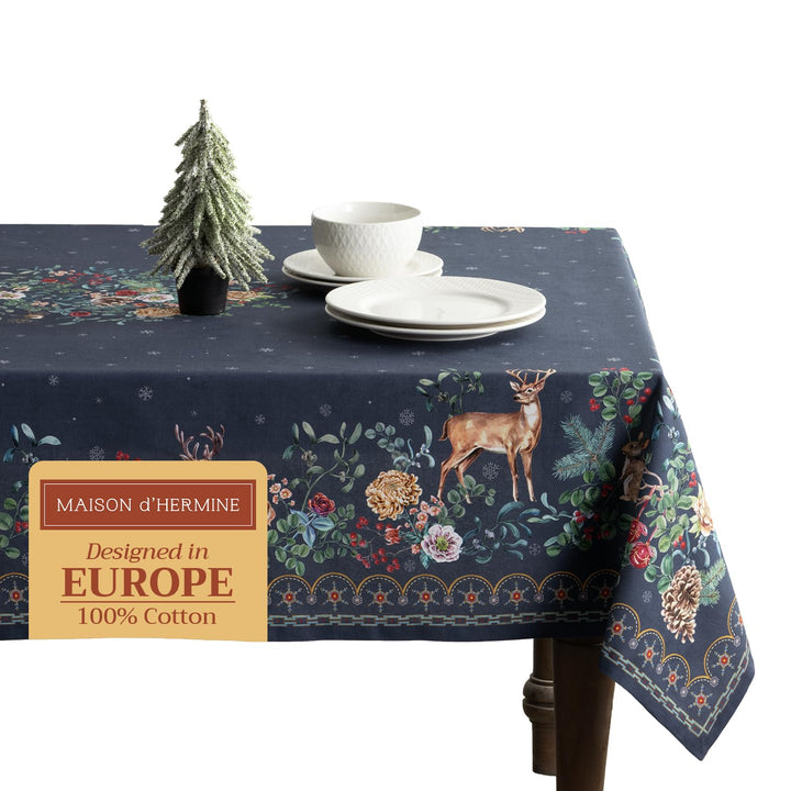 Maison d' Hermine Christmas Joy 100% Baumwolle Tischdecke für Küche | Abendessen | Tischplatte | Dek
