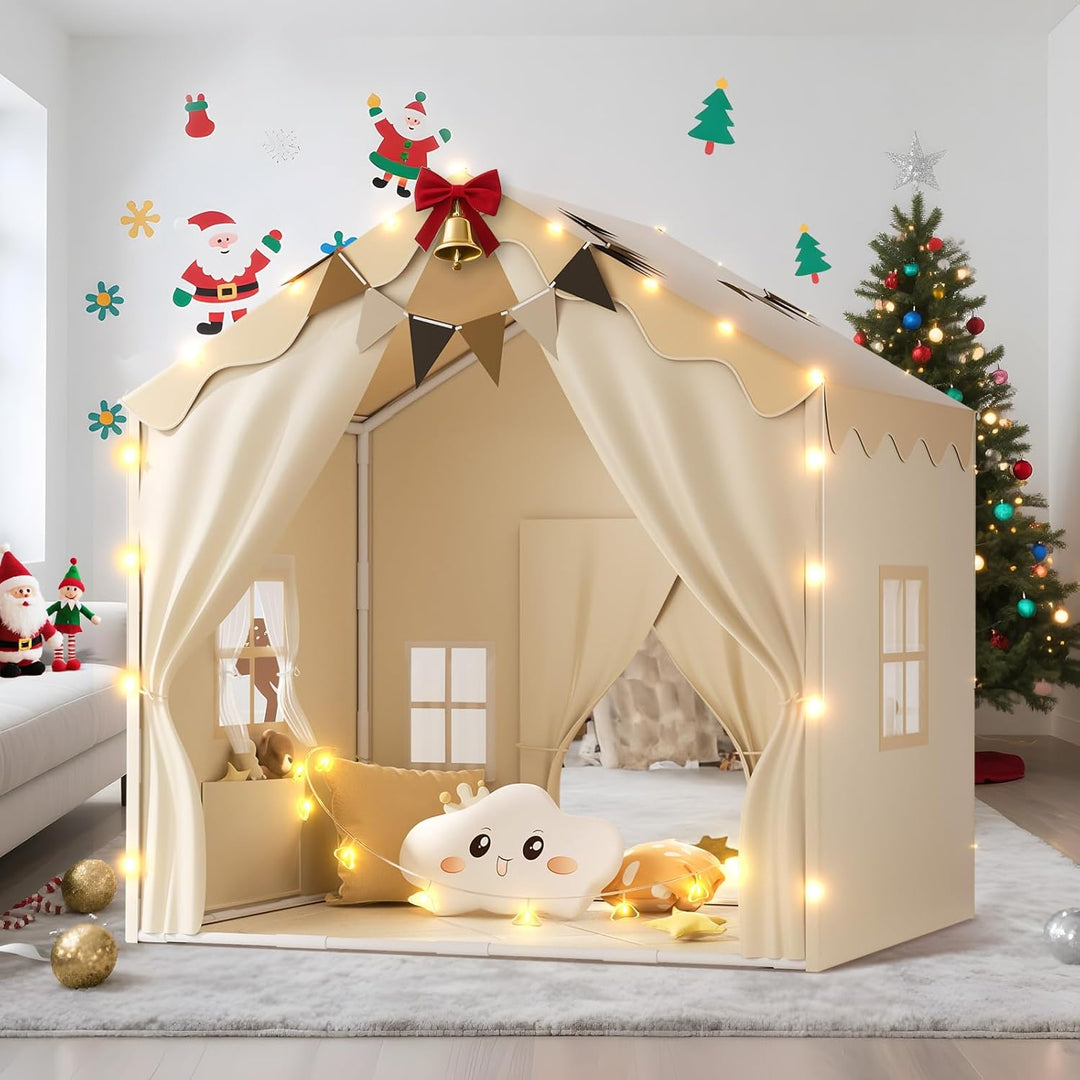 EagleStone 2-in-1 Kinderzelt mit Sternenlicht & gepolsterter Matte, Spielzelt und Bettzelt für Kinde