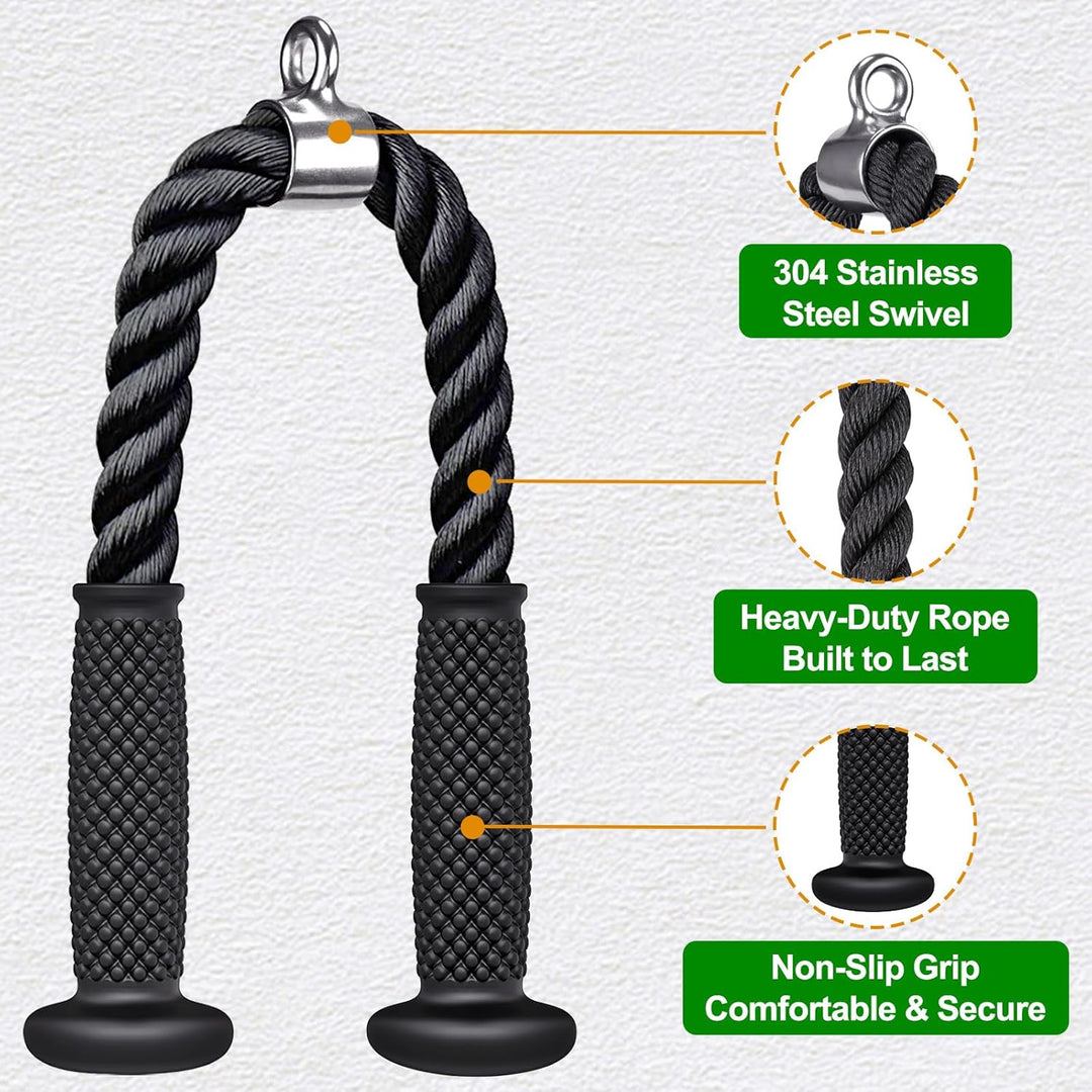 Kipika Tricep Pull Down Attachment, Cable Machine Accessories for Home Gym, Cable Machine Attachment