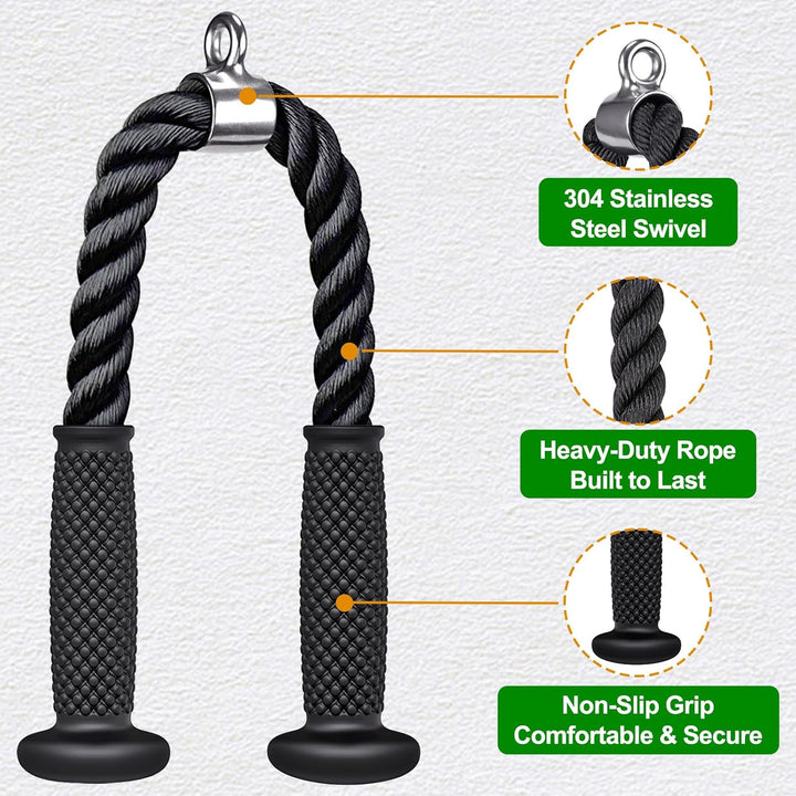 Kipika Tricep Pull Down Attachment, Cable Machine Accessories for Home Gym, Cable Machine Attachment
