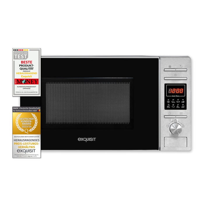 Exquisit Mikrowelle MW 820 DI | Stanfgerät | Silber | 25,5 cm Drehteller | 20 L Garraum | Beleuchtun