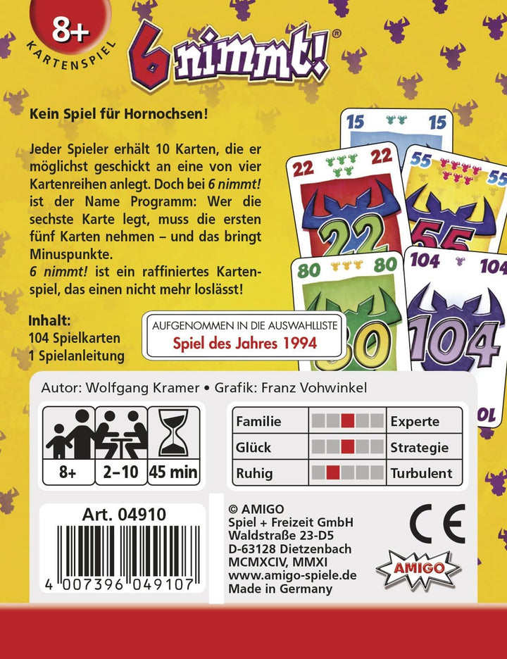 AMIGO 02401 6 nimmt 30 Jahre-Edition &amp; 4910-6 nimmt!, Kartenspiel 6 nimmt + Kartenspiel, 6 nimmt + K