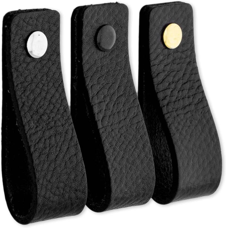 Brute Strength - Ledergriffe für Möbel - Schwarz - 4 Stück - 16,5 x 2,5 cm - Schrankgriff, Türgriff