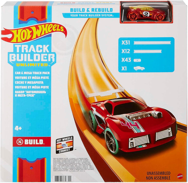 Hot Wheels Bahn Track Builder, Verbindungsstücke (12m) für Autorennbahnen der Hot Wheels Autos, inkl