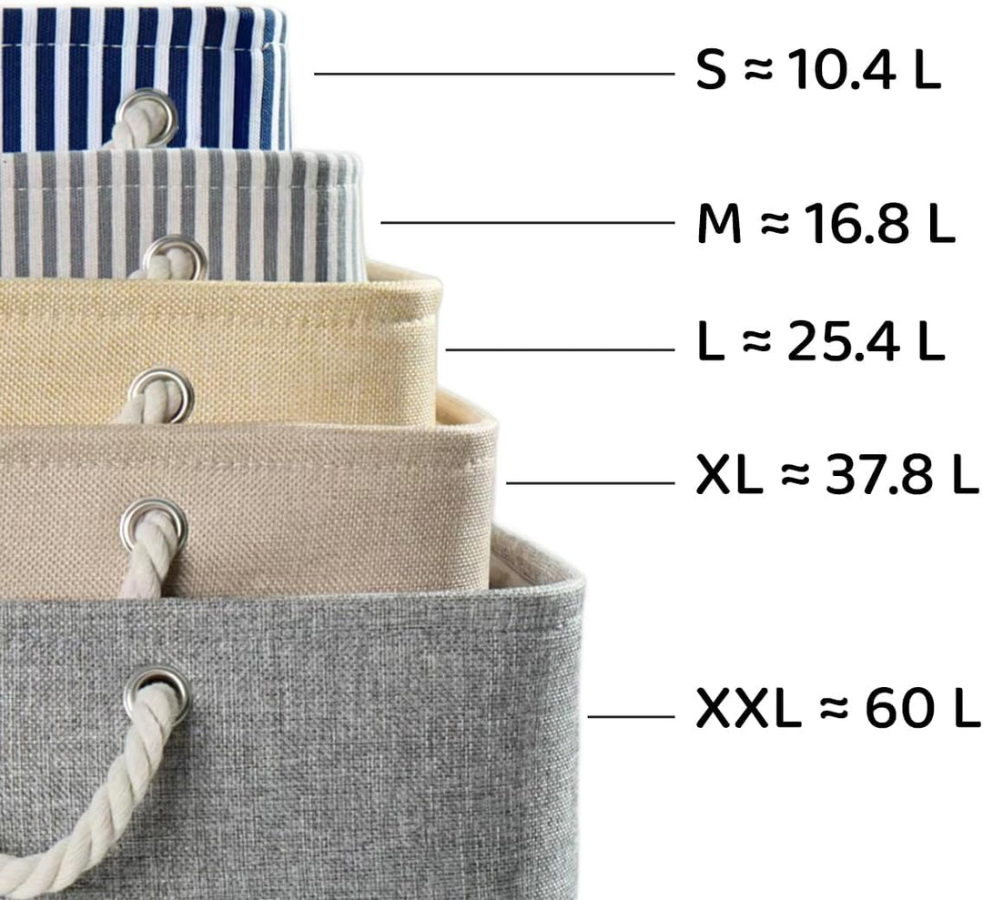 Mangata Aufbewahrungsboxen Stoff, Faltbare Aufbewahrungskorb grau mit Griffen, 3er-Pack (grau, Gross