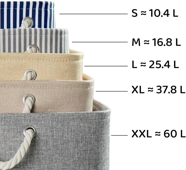 Mangata Aufbewahrungsboxen Stoff, Faltbare Aufbewahrungskorb grau mit Griffen, 3er-Pack (grau, Gross