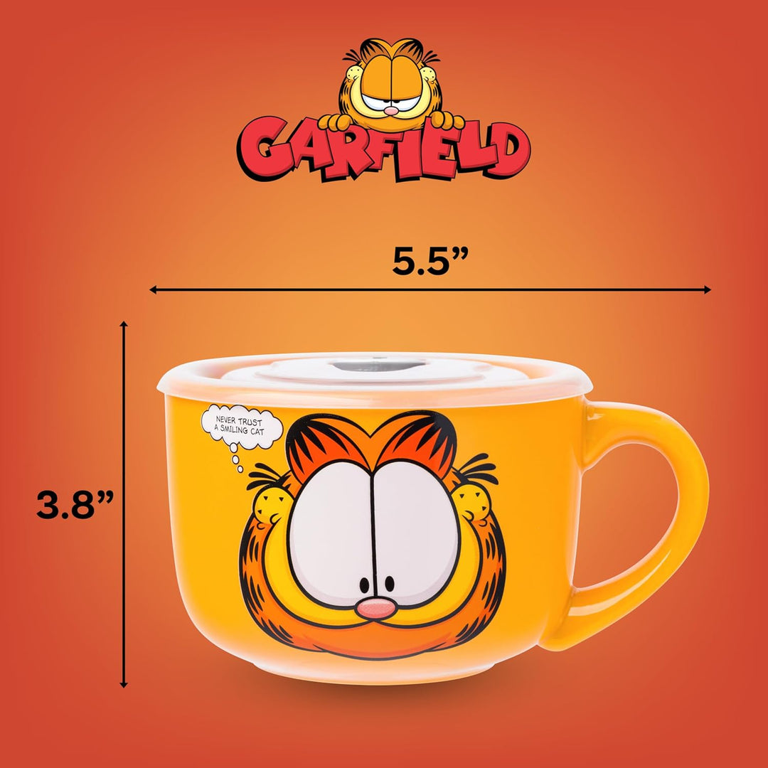 Silver Buffalo Garfield Keramik-Suppentasse mit belüftetem Kunststoffdeckel, 680 ml Garfield Never T