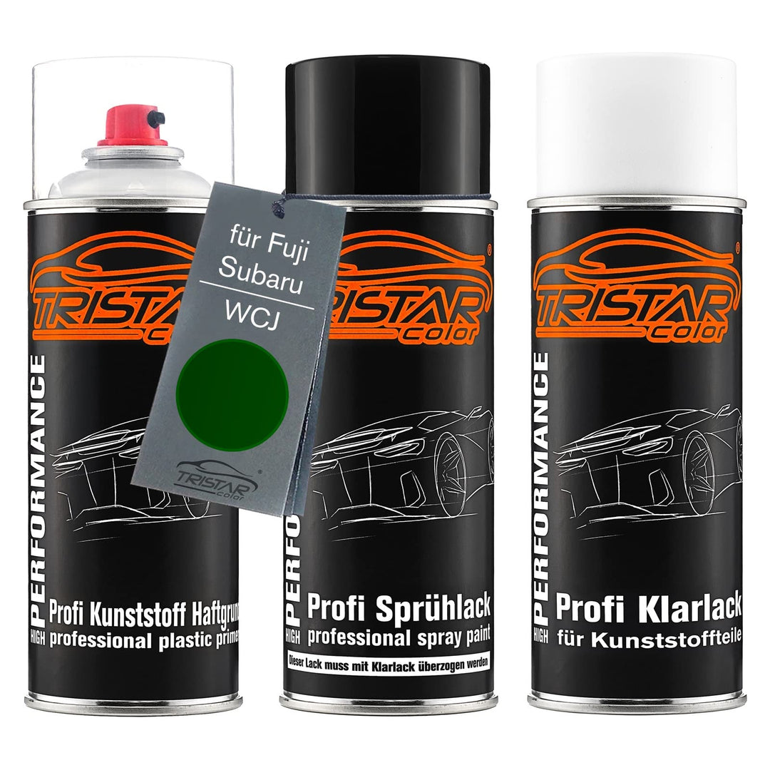 TRISTARcolor Autolack Spraydosen Set für Kunststoff Stossstange für Fuji/Subaru WCJ Cascade Green Si
