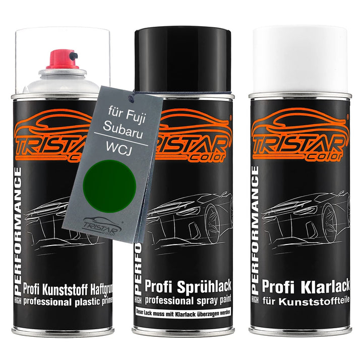 TRISTARcolor Autolack Spraydosen Set für Kunststoff Stossstange für Fuji/Subaru WCJ Cascade Green Si