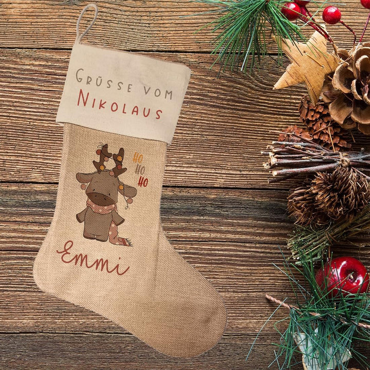 Kilala Nikolausstrumpf zum befüllen Weihnachsstrumpf mit Name personalisiert Kinder Erwachsene Aufhä