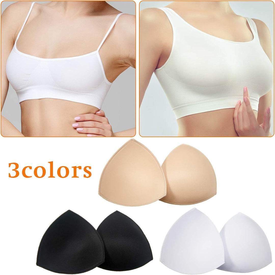 Geyoga 12 Paar Triangle Sport BH Einsätze Push Up Brust BH Einsatz Pads abnehmbar M White, Nude Colo