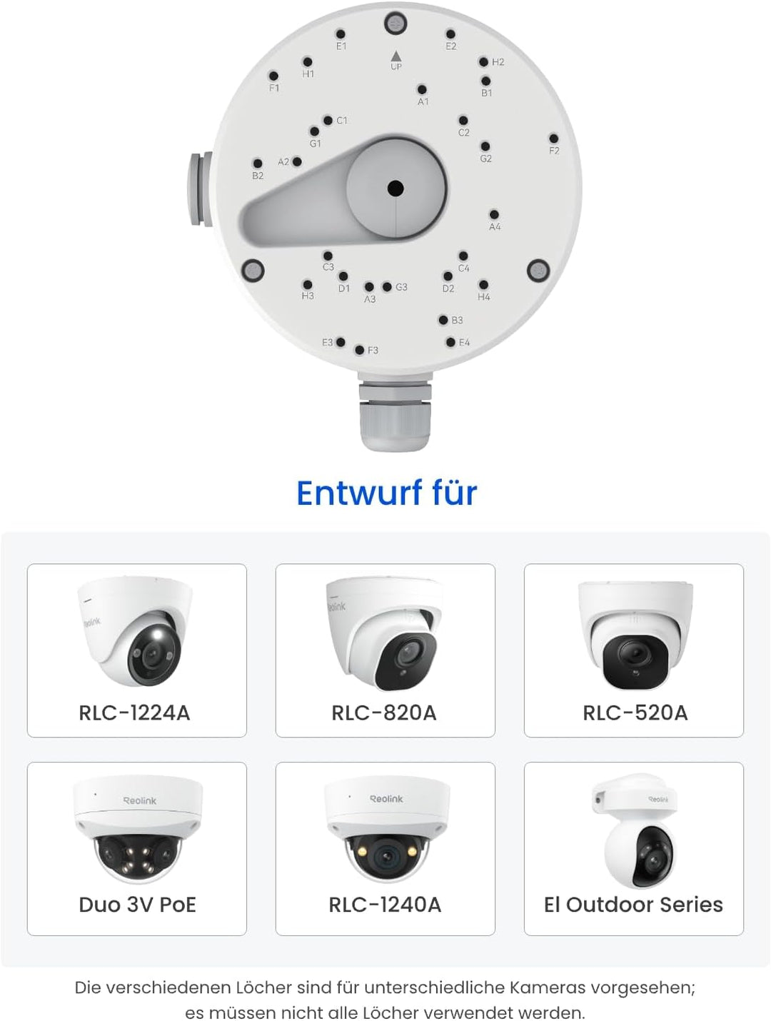 Reolink Anschlussdose D20, nur kompatibel Dome IP Kameras, RLC-520A, RLC-820A, RLC-823A, RLC-1224A,