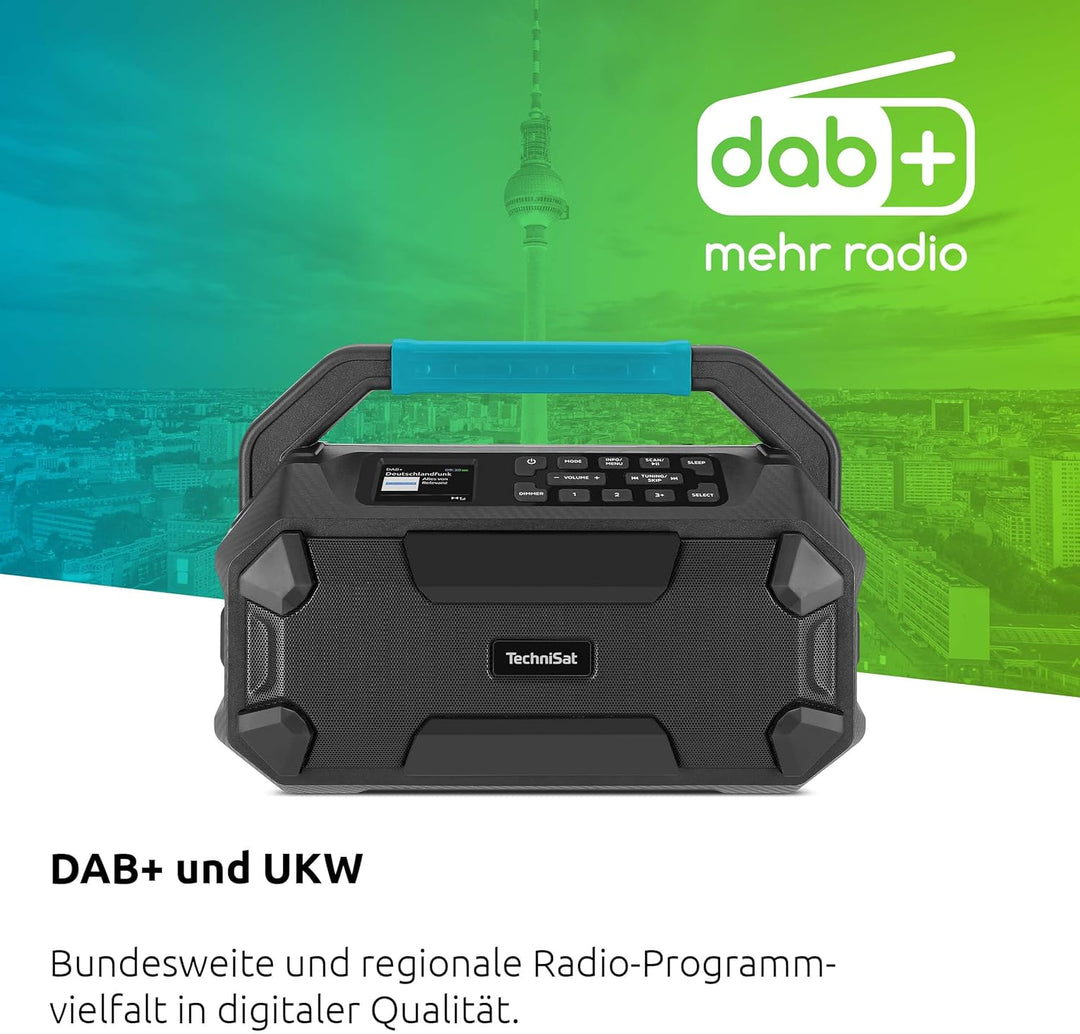 TechniSat Viola 231 OD – Makita Akku kompatibles Baustellenradio (DAB+, UKW, AUX in, Bluetooth, IPX4
