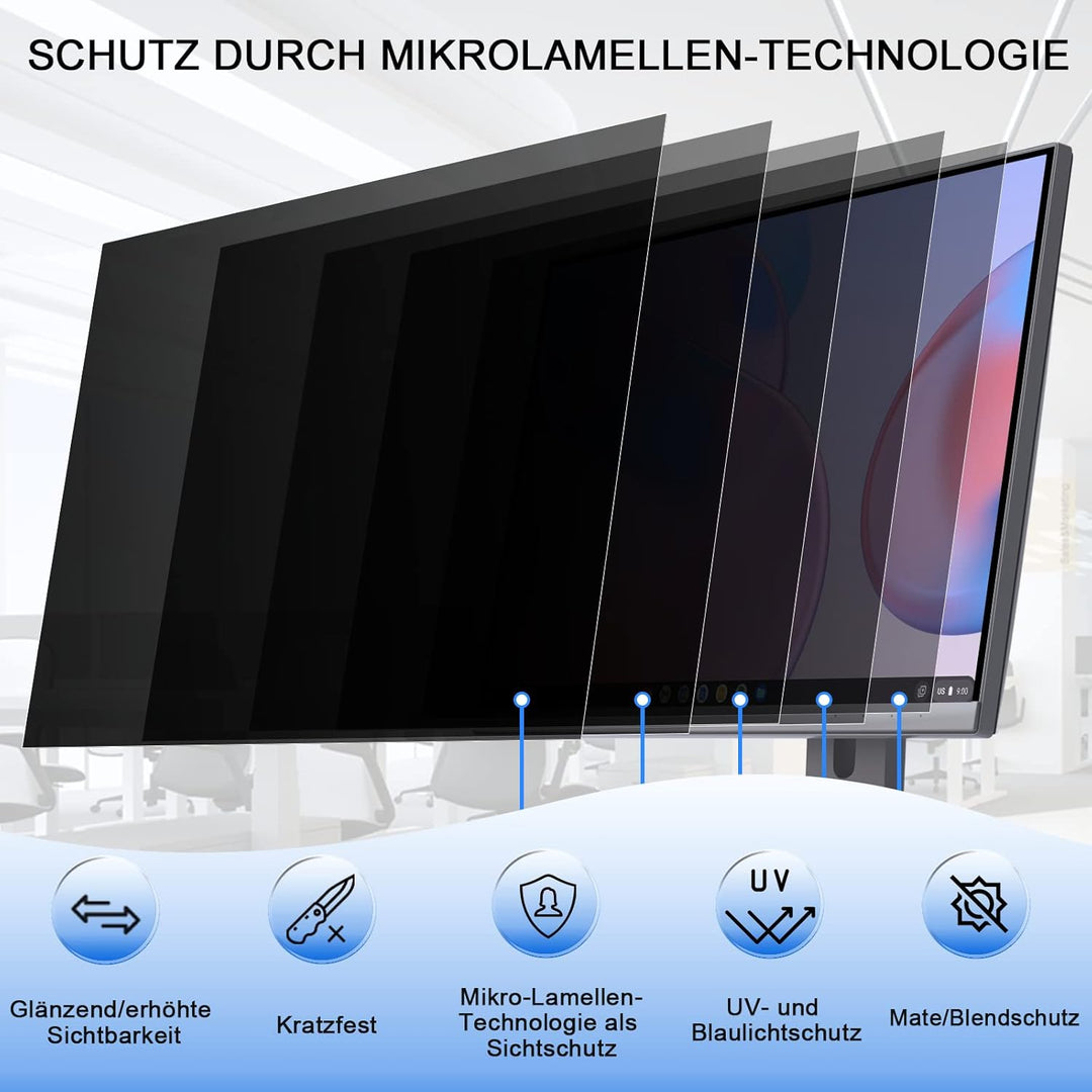 2 Stück 27 Zoll Sichtschutz für Computer Monitor Blickschutzfilter 16:9, Anti-Blaulichtfilter Blends