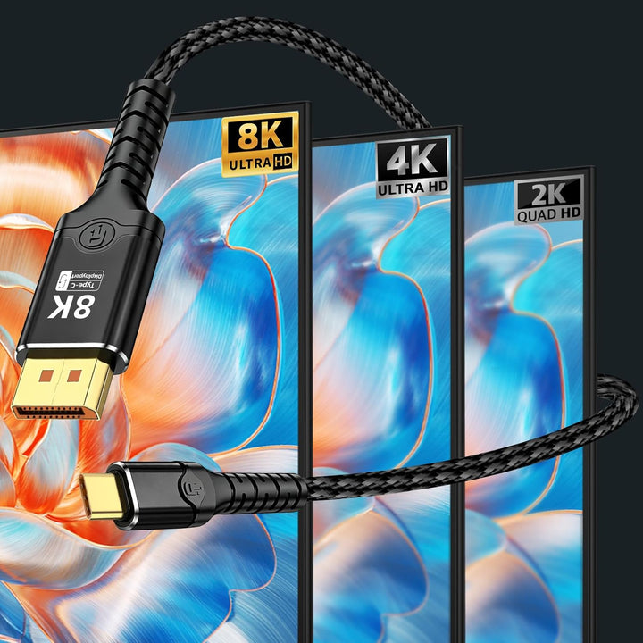 USB C-auf-Displayport-1.4-Kabel, bidirektionales Thunderbolt 3/4/5 auf DP, USB C-auf-DP-Kabel, unter