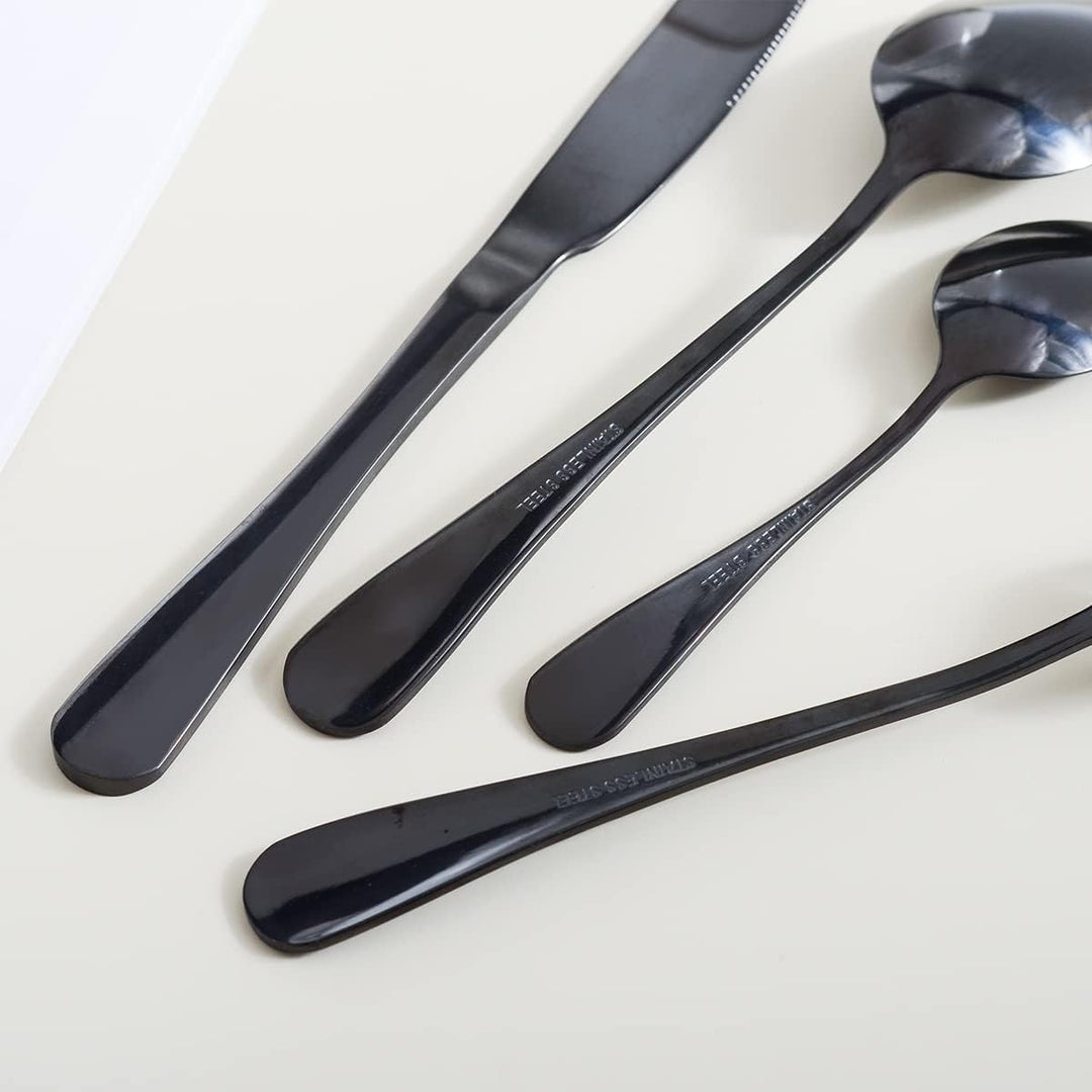 OBR KING Besteck Schwarz 16-teilig Besteckset aus 18/0 Edelstahl, Bestecksets einschliesslich Messer