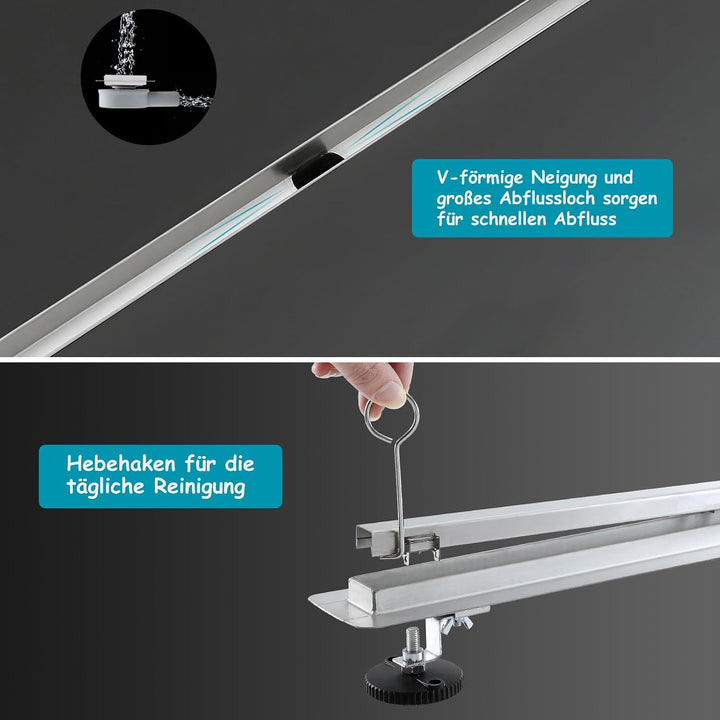 60cm Duschrinne Edelstahl– Superflache Linienentwässerung, 60cm