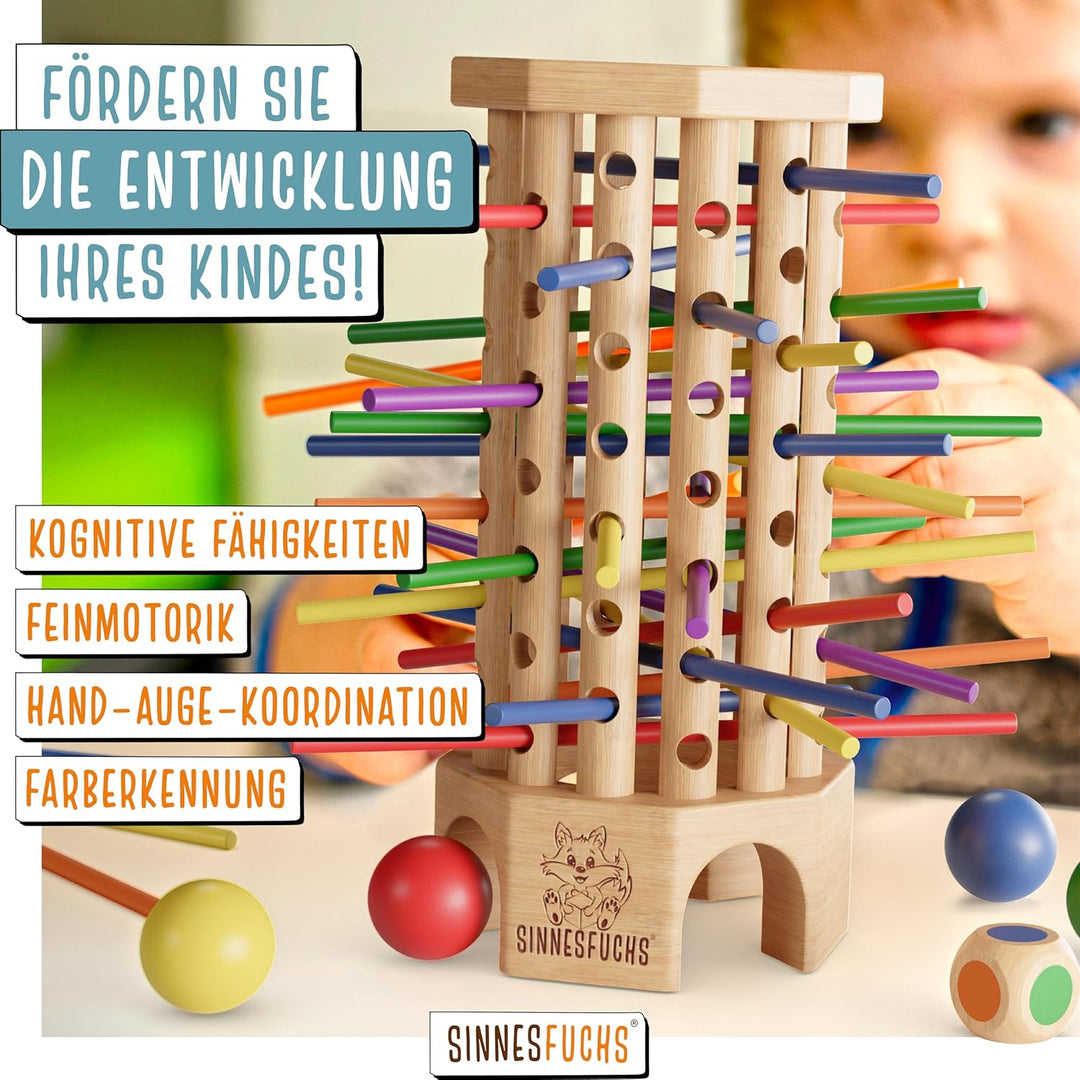 SINNESFUCHS® Farblernturm - Montessori Spielzeug ab 3 Jahre - Holzspielzeug pädagogisch wertvoll - L