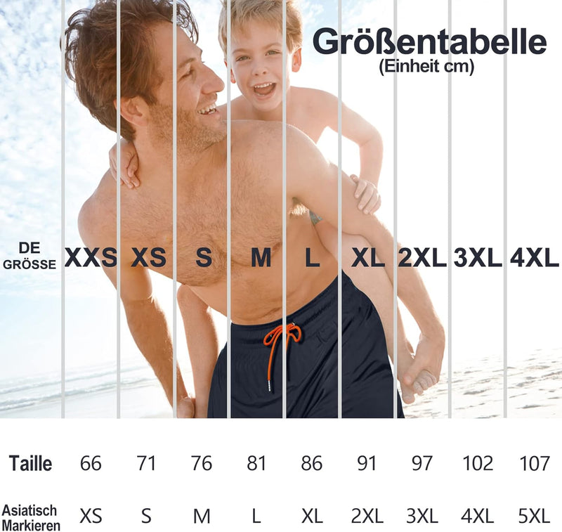 ineepor Badehose Herren mit Kompression Badehose mit innenhose Board Shorts 2 in 1 Reissverschlussta
