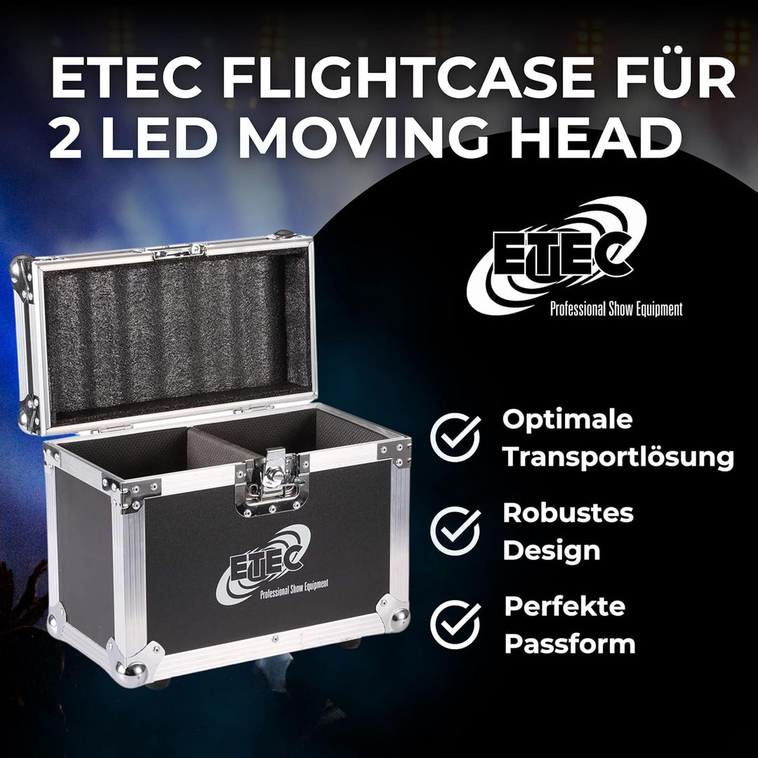 Flightcase passend für zwei ETEC LED Moving Head 7E, ML712 und E30