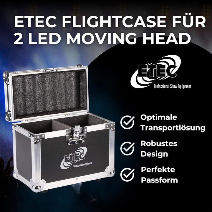 Flightcase passend für zwei ETEC LED Moving Head 7E, ML712 und E30