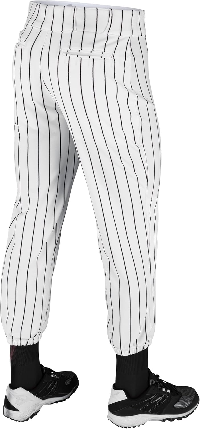 Champro Herren Gerade Triple Crown Nadelstreifen-Polyester-Baseballhose S Weisse, Schwarze Ansteckna